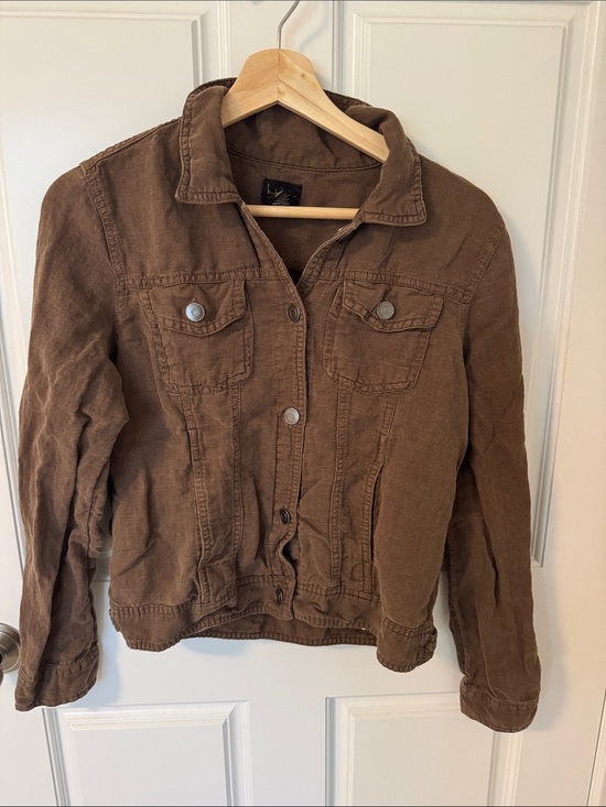 Nicole Miller Jackets & Blazers - Nicole Miller Brown Linen Button Jacket